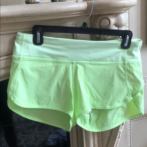 LU LU LEMON NEON YELLOW SPEED UP SHORTS